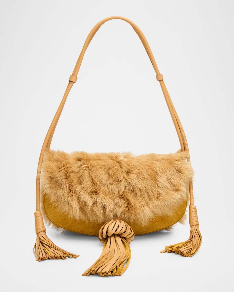 Paloma Tassel Suede & Shearling Shoulder Bag